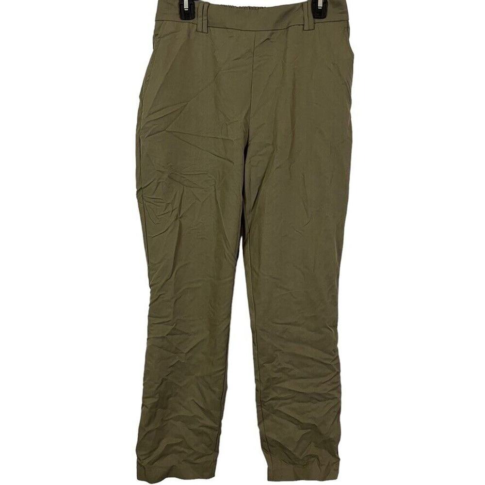 Nicole Miller New York Womens Olive Green Pull On Flat Front Twill Pants sz M